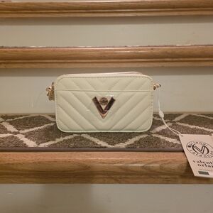 NWT Valentino Orlandi White Crossbody Bag with Gold Accents